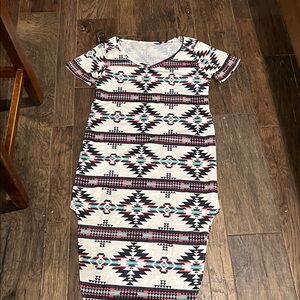 Aztec Print Short Sleeve Dress